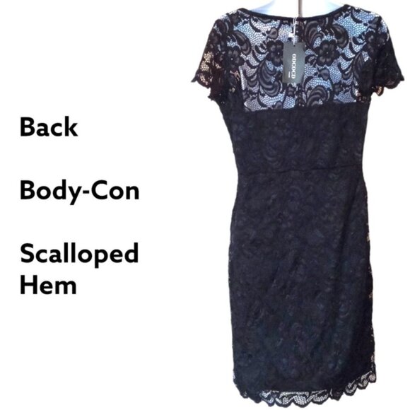 🏖️ NWT Cocktail Black Lace Bodycon Dress  Size Medium - Picture 4 of 8